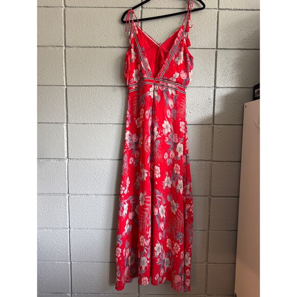 Womens Pia Rossini Virginia Red Tropical Maxi Beach Cover Up Dress size L Resort - Picture 4 of 5